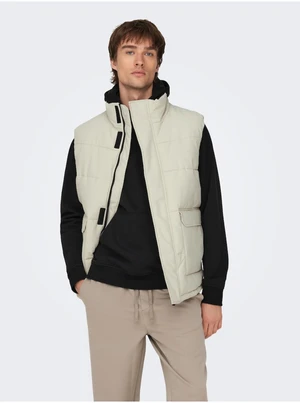 Light grey men's quilted vest ONLY & SONS Carl - Men