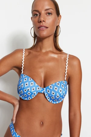 Trendyol Geometric Patterned Underwire Ribbon Accessory Bikini Top