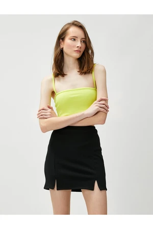 Koton Mini Skirt with Slit Detail Elastic Waist.