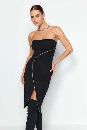 Trendyol Black Fitted Evening Dress with Accessories