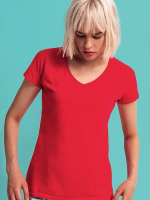 Iconic Vneck Fruit of the Loom Women's Red T-shirt