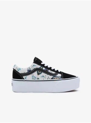 Cream-black women's patterned sneakers with suede details VANS Ol - Women