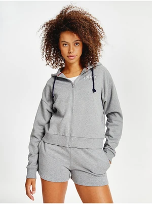 Light Grey Womens Short Hoodie Tommy Hilfiger Underwe - Women