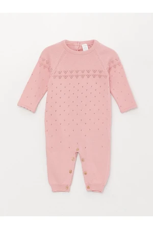 LC Waikiki Crew Neck Patterned Baby Girl Knitwear Rompers