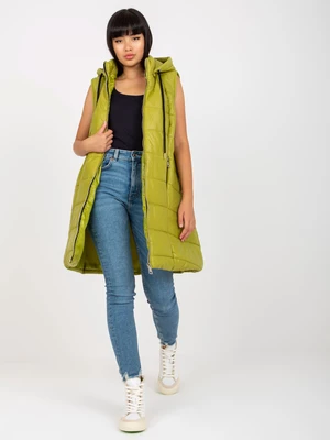 OCH BELLA light green long down vest with stitching