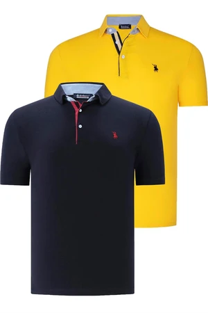 DUAL SET T8582 DEWBERRY MENS T-SHIRT-NAVY BLUE- YELLOW