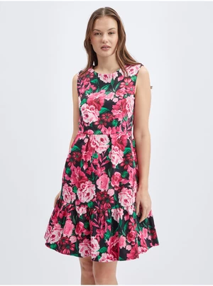 Black and pink women's floral dress ORSAY