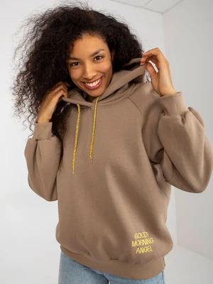 Dark beige hoodie with embroidery Diego