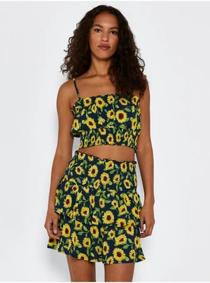 Yellow-Blue Floral Short Skirt Noisy May Sunflower - Women