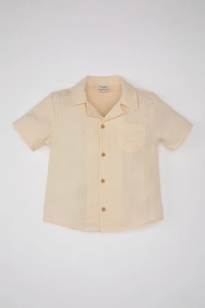 DEFACTO Baby Boy Open Collar Muslin Short Sleeve Shirt