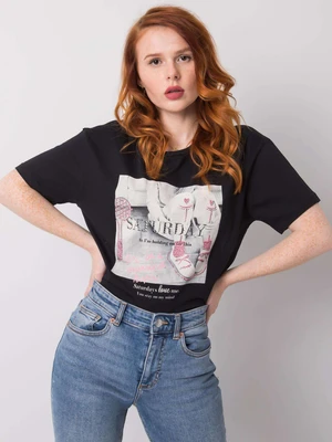 Women's black t-shirt with print