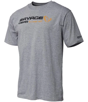 Savage gear tričko signature logo t shirt grey melange - l