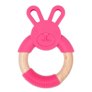 BO JUNGLE Kousátko B-Teether Animal Wood Pink Rabbit