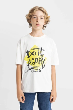 DEFACTO Boy's Oversize Fit Crew Neck Printed Short Sleeve T-Shirt