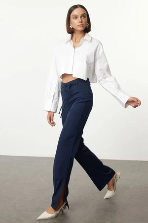 Trendyol Navy Blue V Waist Detailed Woven Trousers