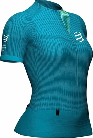 Compressport Trail Postural SS Top W Enamel/Paradise Green L Laufshirt mit Kurzarm