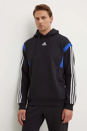 Mikina adidas pánska, čierna farba, s kapucňou, vzorovaná, JJ1537