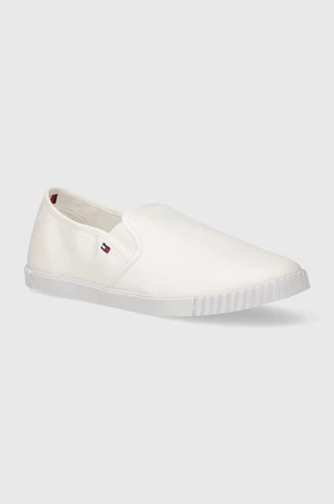 Tenisky Tommy Hilfiger CANVAS SLIP-ON SNEAKER dámské, bílá barva, FW0FW07806