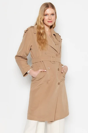 Trendyol Mink Oversize Belted Trench Coat