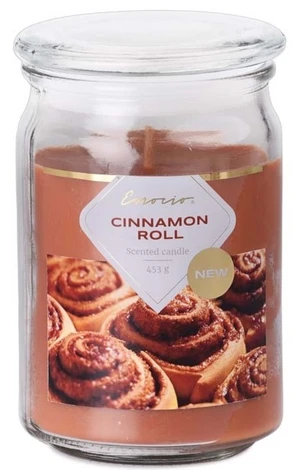 Emocio Sklo 93x142 mm se skleněným víčkem Cinnamon Roll vonná svíčka