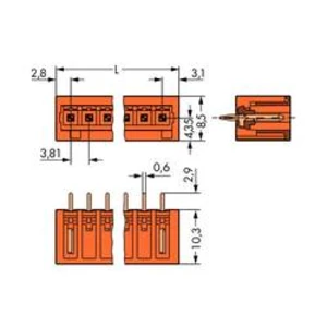 Konektor do DPS WAGO 734-238/100-000, 32.57 mm, pólů 8, rozteč 3.81 mm, 100 ks