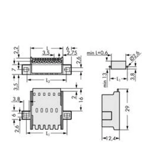 Vestavná pinová lišta (standardní) WAGO 2091-1638/024-000, 42.00 mm, pólů 8, rozteč 3.50 mm, 50 ks