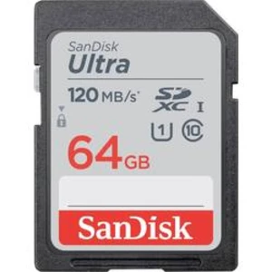 Paměťová karta SDXC, 64 GB, SanDisk SDXC Ultra 64GB (Class 10/UHS-I/120MB/s) SDSDUN4-064G-GN6IN, Class 10, UHS-I