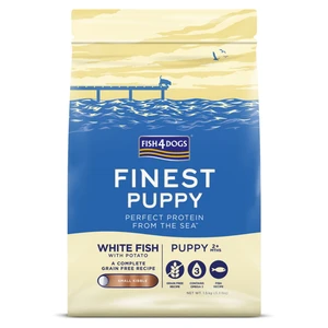 FISH4DOGS  Finest bílá ryba s bramborami granule malé pro štěňátka 2m+ 1,5 kg