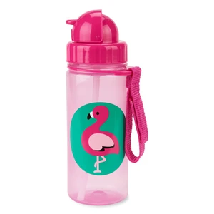 SKIP HOP Zoo hrnek s brčkem PP bez PVC a BPA plameňák 12 m+ 385 ml