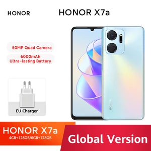 Global Version HONOR X7a Battery 5330mAh 128GB Android 12 4G Mobile Phones 50MP Quad Camera 22.5W Super Charge Cellphone