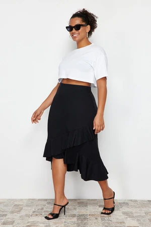 Trendyol Curve Black Midi Woven Skirt