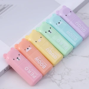 6Pcs/Set Highquality Bear Mini Fluorescent Highlighter Pen Kawaii Pastel Marker Pens Stationery Material Escolar School Supplie