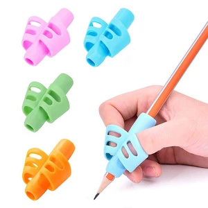 3pcs/set Two-finger Pen Grasp Pencil Cover Holder Grasp Silicone Stationery for Children Training Writing Tool Pencil Cover