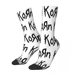 Korn Logo Design Crew Socks Accessories for Unisex Compression Printed Socks