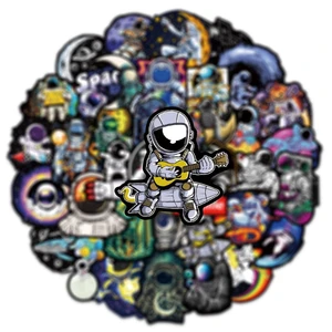 10/50Pcs Black Universe Cartoon Astronaut Graffiti Sticker For Luggage Laptop iPad Skateboard Mobile Phone Sticker Wholesale