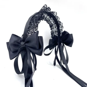 Ribbon Headdress Lolita Cosplay Hair Hoop Ruffles Lace Headband Lolita Hair Band Korea Style Headband Women Accessories