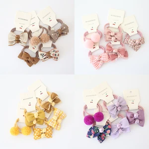 10Pcs/Lot Sweet Hair Band Girls Hair Ties Bows Elastic Rubber Band Flower Small Ball Scrunchies Baby Kids Hair Accessories