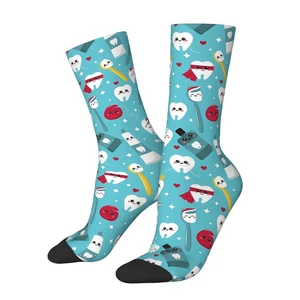 Funny Happy Sock for Men Dental Pattern Hip Hop Teeth Breathable Pattern Printed Crew Sock Novelty Gift