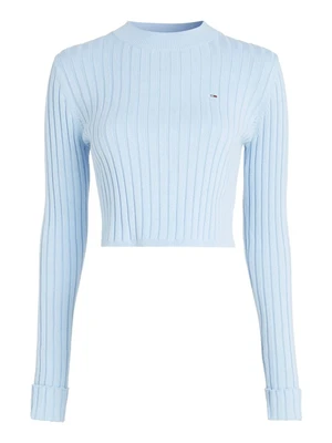 Tommy Jeans Sveter - TJW BXY CROP RIB SWEATER modrý