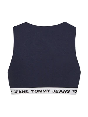 Tommy Jeans Top - TJW SUPER CROP V-LOGO WAISTAND modrý