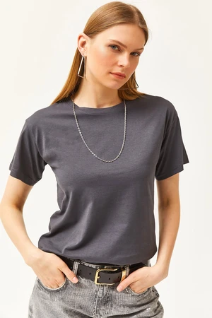 Olalook Women's Smoky Crew Neck Basic T-Shirt