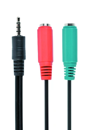 Kabel CABLEXPERT CCA-417 rozdvojka jack 3,5mm (4 pólový) na 2x3,5mm M/F, 20cm, černý