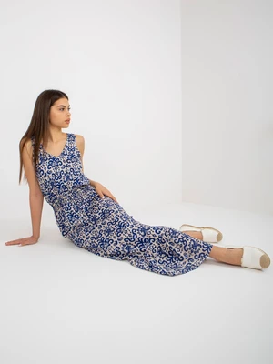 Dark blue patterned midi dress FRESH MADE