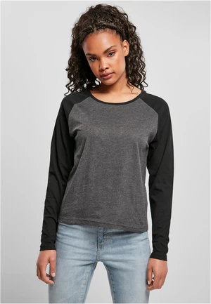 Women's contrasting raglan long sleeves charcoal/black