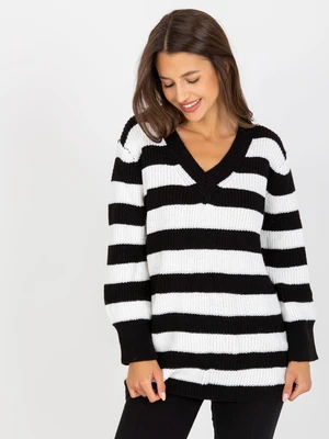 Black and white oversize sweater with wool RUE PARIS