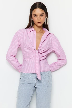 Trendyol Pink Collar Detailed Poplin Shirt