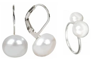 JwL Luxury Pearls Zvýhodněná perlová souprava šperků JL0022 a JL0058 (prsten, náušnice)