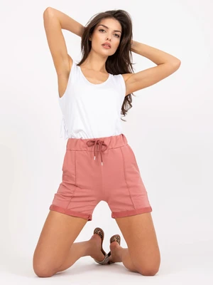 Basic Dusty Pink High-Waisted Casual Shorts