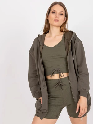 Khaki three-piece basic cotton set