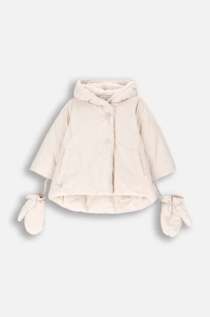 Dětská zimní bunda Coccodrillo béžová barva, OUTERWEAR GIRL NEWBORN